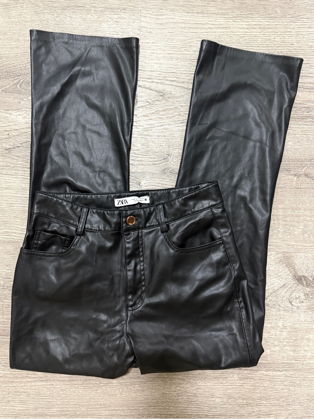 Zara Black Faux Leather high waist pants